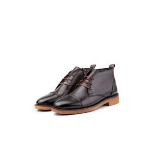 Ducavelli Birmingham Genuine Leather Lace-Up Zippered Anti-Slip Sole Daily Boots Navy Blue.