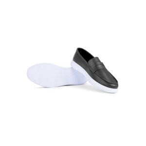 Ducavelli Trim Genuine Leather Men's Casual Shoes. Loafers, Lightweight Shoes, Summer Shoes Black.