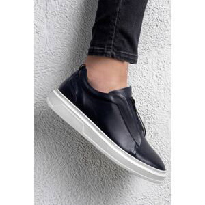 Ducavelli Ventu Men's Genuine Leather Sneakers, Zipper Sneakers, Genuine Leather Sneakers, Men's Sneakers.