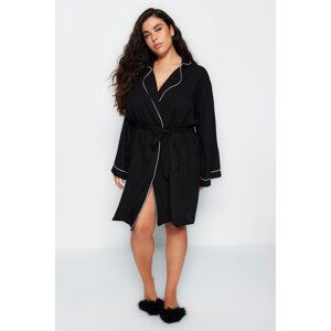 Trendyol Curve Black Plain Shally Dressing Gown