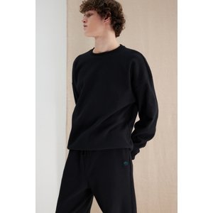 Trendyol Anthracite More Sustainable Oversize/Wide-Fit Label Detail Textured Sweatshirt