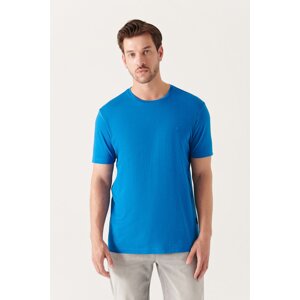 Avva Pánske tmavomodré Ultrasoft Crew Neck Cotton Slim Fit tričko Slim Fit