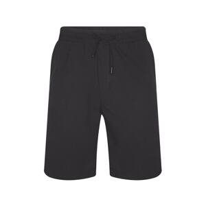 XHAN Black Elastic Waist Pocket Linen Shorts