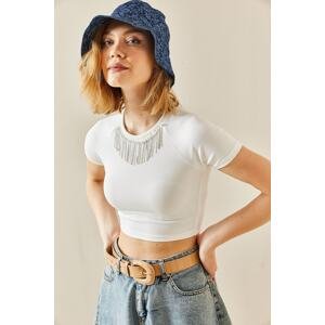 XHAN White Stone Camisole Crop Blouse