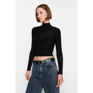 Trendyol Black Gathered Knitted Blouse