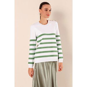 Bigdart 15820 Button Detail Striped Sweater - C. Çağla