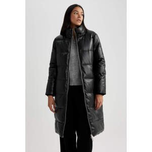 DEFACTO Relax Fit Recycled Filling Faux Leather Coat
