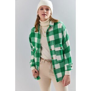 Bianco Lucci Women's Checkered Double Pocketed Shirt