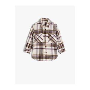 Koton 4wkg60018aw Girls' Shirt Beige Plaid