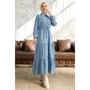 InStyle Betty Baby Collar Denim Dress - Light Blue