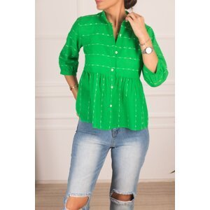 armonika Women's Green Six Smocking Quarter-Sleeve Shirt