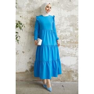 InStyle Lenia Ruffle Shoulder Dress - Blue