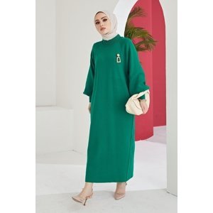 InStyle Mina Balloon Sleeves Sweater Hijab Dress - Emerald