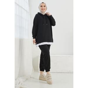 InStyle Losya Two Piece Set with Zipper and Hoodie - Black