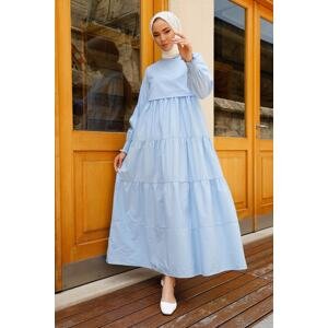 InStyle jednovrstvové detailné voľné šaty hidžábu - detská modrá