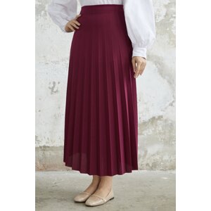 InStyle Luisa Elastic Waist Pleated Skirt - Damson