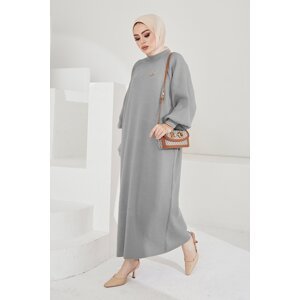 InStyle Mina Balloon Sleeves Sweater Hijab Dress - Gray