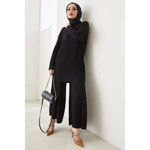 InStyle Mila Pleated Trousers Tunic Double Suit - Black