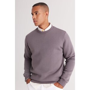 AC&Co / Altınyıldız Classics Men's Dark Gray Standard Fit Regular Cut Fleece 3 Thread Crew Neck Sweatshirt
