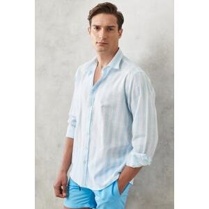 AC&Co / Altınyıldız Classics Men's White-light Blue Comfort Fit Comfy Cut 100% Cotton Classic Collar Shirt.