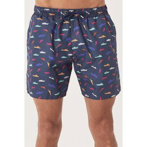 AC&Co / Altınyıldız Classics Men's Navy Blue Standard Fit Casual Patterned Swimwear Marine Shorts