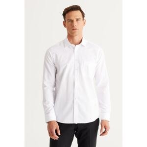 AC&Co / Altınyıldız Classics Men's White Slim Fit Slim Fit Classic Collar Cotton Dobby Shirt