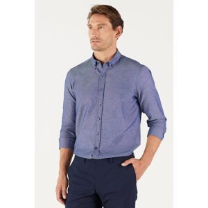 AC&Co / Altınyıldız Classics Men's Navy Blue Buttoned Collar Easy to Iron Cotton Slim Fit Slim Fit Oxford Shirt