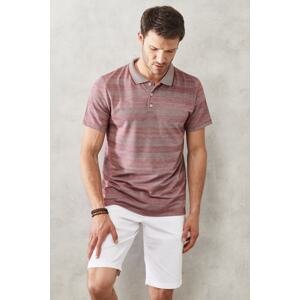 AC&Co / Altınyıldız Classics Men's Claret Red Slim Fit Narrow Cut Polo Neck Short Sleeve T-Shirt
