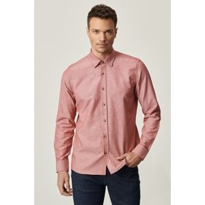 AC&Co / Altınyıldız Classics Men's Burgundy Slim Fit Slim Fit Buttoned Collar Long Sleeve Oxford Shirt