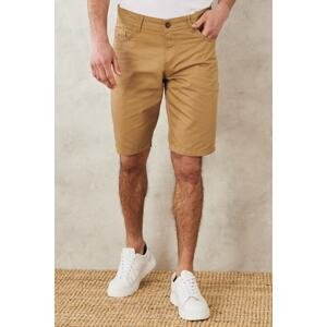 AC&Co / Altınyıldız Classics Men's Camel Slim Fit Slim Fit Dobby 100% Cotton Casual Chino Shorts