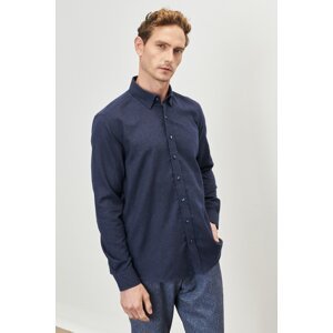 ALTINYILDIZ CLASSICS Men's Navy Blue Slim Fit Slim Fit Button Collar Flannel Lumberjack Shirt