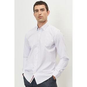 ALTINYILDIZ CLASSICS Men's White-burgundy Slim Fit Slim Fit Shirt with Buttons Collar Printed