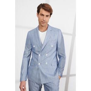 ALTINYILDIZ CLASSICS Men's Blue Slim Fit Slim Fit Swallow Collar Patterned Suit