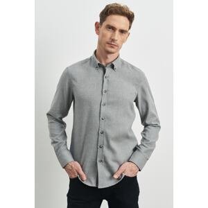 ALTINYILDIZ CLASSICS Men's Light Gray Slim Fit Slim Fit Button Collar Flannel Lumberjack Shirt