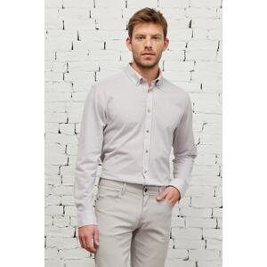ALTINYILDIZ CLASSICS Men's Gray Comfort Fit Comfy Cut Buttoned Collar Cotton Shirt.