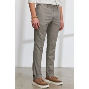 ALTINYILDIZ CLASSICS Men's Brown White Slim Fit Narrow Cut Side Pocket Dobby Elastic Waist Flexible Trousers