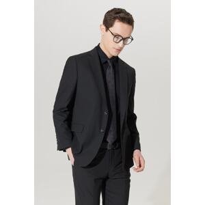 ALTINYILDIZ CLASSICS Men's Black Regular Fit Normal Cut Mono Collar Wool Water and Stain Resistant Nano Suit