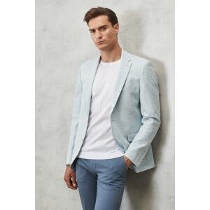 ALTINYILDIZ CLASSICS Men's Blue Slim Fit Slim Fit Monocollar Patterned Jacket.