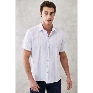 ALTINYILDIZ CLASSICS Men's White Slim Fit Slim Fit Classic Collar Printed Shirt