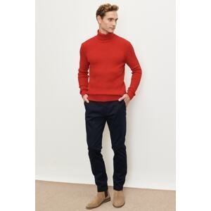 ALTINYILDIZ CLASSICS Men's Red Standard Fit Normal Cut Full Turtleneck Knitwear Sweater.