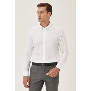 ALTINYILDIZ CLASSICS Men's White Non-iron Non-iron Slim Fit Slim-Fit 100% Cotton Buttoned Collar Shirt.