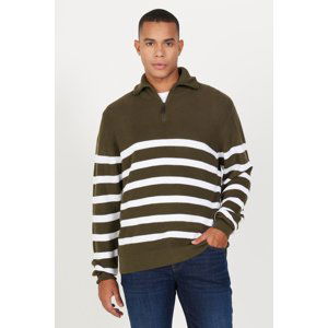 ALTINYILDIZ CLASSICS Men's Khaki-ecru Standard Fit Normal Cut High Bato Neck Knitwear Sweater