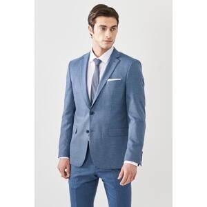 ALTINYILDIZ CLASSICS Men's Blue Slim Fit Slim Fit Mono Collar Patterned Wool Suit