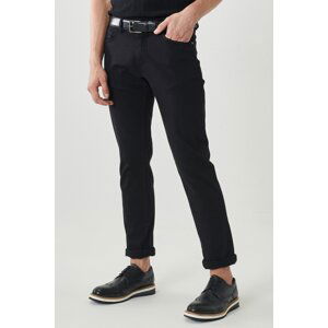 ALTINYILDIZ CLASSICS Men's Black 360-Degree Stretch Stretch in All Directions, Slim Fit Slim Fit Cotton Comfort Trousers.