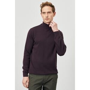 ALTINYILDIZ CLASSICS Men's Brown Anti-Pilling Standard Fit Normal Cut Half Turtleneck Knitwear Sweater.