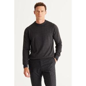 ALTINYILDIZ CLASSICS Men's Anthracite-melange Standard Fit Normal Cut Crew Neck Knitwear Sweater