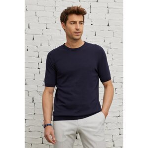 ALTINYILDIZ CLASSICS Men's Navy Blue Standard Fit Regular Cut Crew Neck 100% Cotton Knitwear T-Shirt