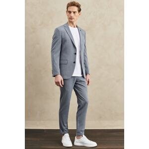ALTINYILDIZ CLASSICS Men's Gray Slim Fit Narrow Cut Mono Collar Patterned Gray Suit