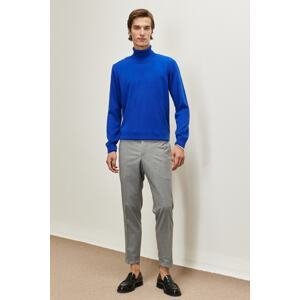 ALTINYILDIZ CLASSICS Men's Saks Blue Anti-Pilling Standard Fit Full Turtleneck Knitwear Sweater