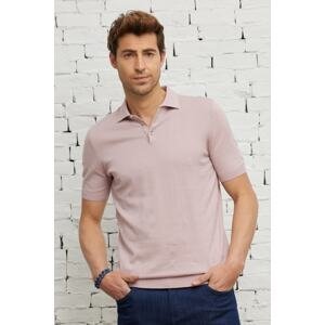 ALTINYILDIZ CLASSICS Men's Dried Rose Standard Fit Normal Cut Polo Collar 100% Cotton Short Sleeves Knitwear T-Shirt.